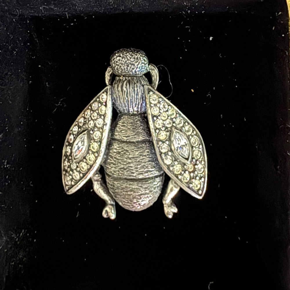 Dior Vintage signed BEE pin in silver tone and crystal in excellent condition!